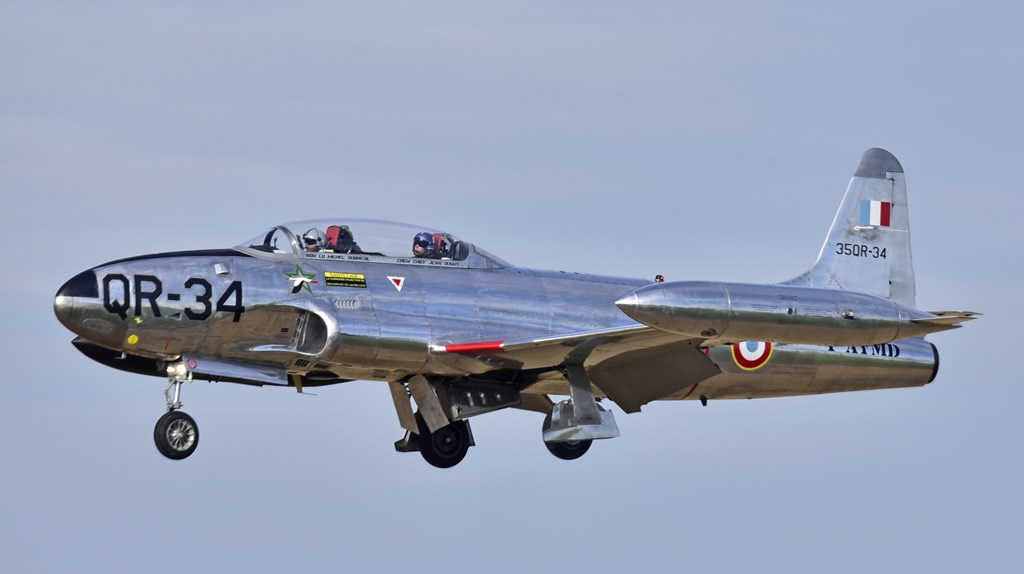 Canadair CT-133 Silver Star, F-AYMD, in flight at Melun, France, in 2019 
